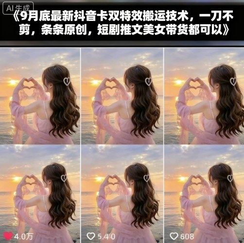 9月底最新抖音卡双特效搬运技术，一刀不剪，条条原创，短剧推文美女带货都可以-创新社-资源网-最新项目分享网站