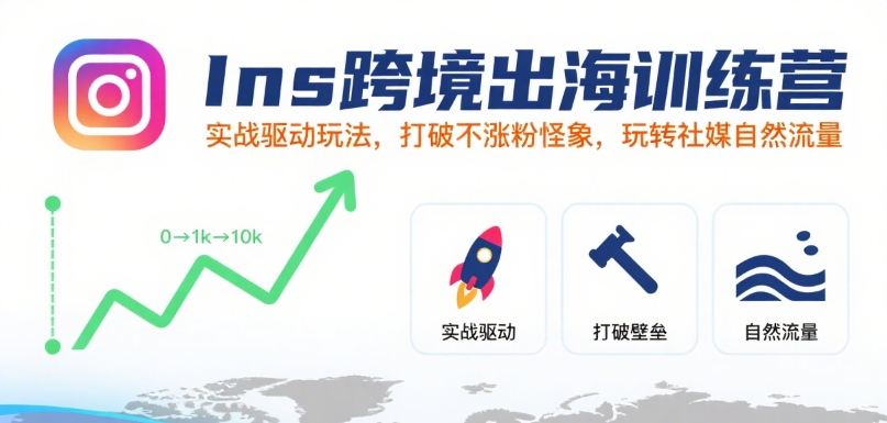 Ins跨境出海训练营，实战驱动玩法，打破不涨粉怪象，玩转社媒自然流量-创新社-资源网-最新项目分享网站
