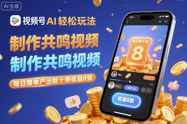 视频号AI轻松玩法，制作共鸣视频，每日简单产出数十条收益8张-创新社-资源网-最新项目分享网站