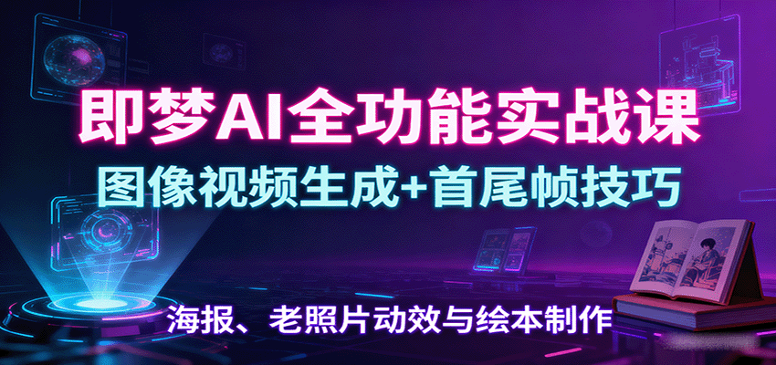 即梦AI全功能实战课：图像视频生成+首尾帧技巧，海报、老照片动效与绘本制作-创新社-资源网-最新项目分享网站