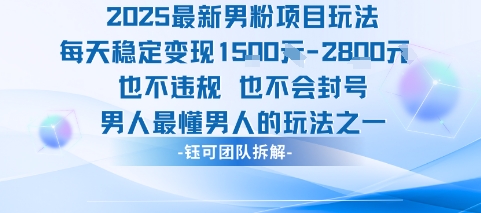 2025最新男粉项目玩法每天变现1k+也不违规也不会封号男人最懂男人的玩法-创新社-资源网-最新项目分享网站