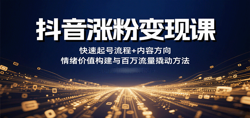 抖音涨粉变现课，快速起号流程+内容方向+情绪价值构建与百万流量撬动方法-创新社-资源网-最新项目分享网站