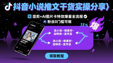 抖音小说推文干货实操分享，混剪+AI图片卡特效爆量全流程，0粉丝0门槛可做-创新社-资源网-最新项目分享网站