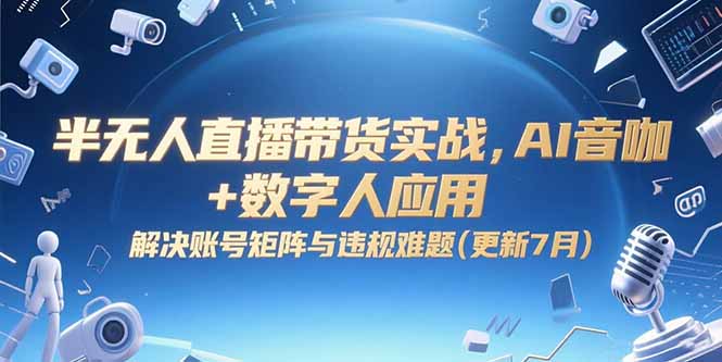 半无人直播带货实战，AI音咖+数字人应用 解决账号矩阵与违规难题(更新7月-创新社-资源网-最新项目分享网站