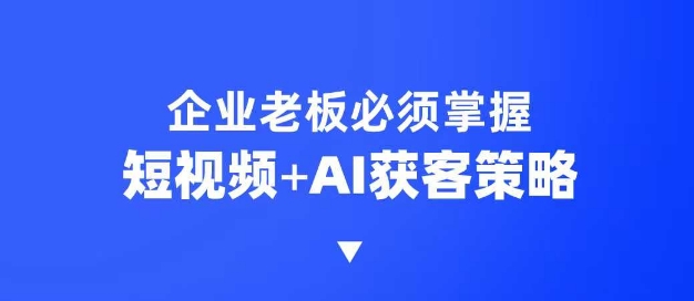 企业短视频AI获客霸屏流量课，6步短视频+AI突围法，3大霸屏抢客策略-创新社-资源网-最新项目分享网站