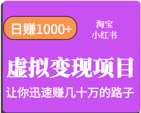 淘宝OR小红书虚拟变现，日赚1000+，多账号操作年收入几十W不等-创新社-资源网-最新项目分享网站