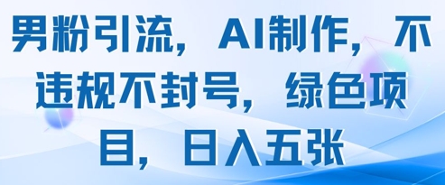 男粉引流，AI制作，不违规不封号，绿色项目，日入五张-创新社-资源网-最新项目分享网站
