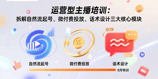 运营型主播培训：拆解自然流起号、微付费投放、话术设计三大核心模块-8月-创新社-资源网-最新项目分享网站