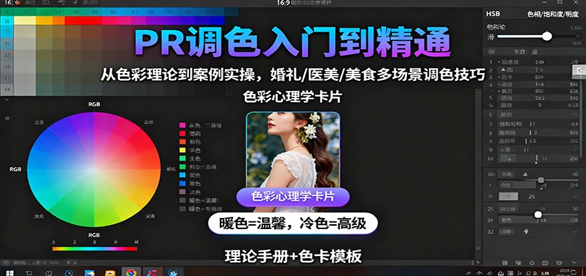 PR调色入门到精通:从色彩理论到案例实操,婚礼/医美/美食多场景调色技巧-创新社-资源网-最新项目分享网站