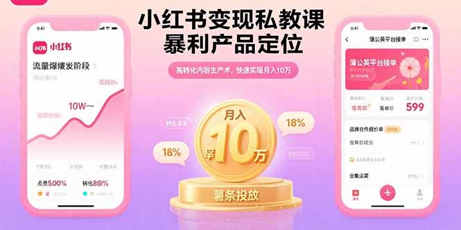 小红书变现私教课，暴利产品定位，高转化内容生产术，快速实现月入10万-创新社-资源网-最新项目分享网站