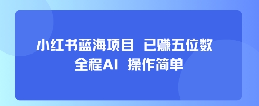 小红书蓝海项目，全程AI，操作简单，已挣五位数-创新社-资源网-最新项目分享网站