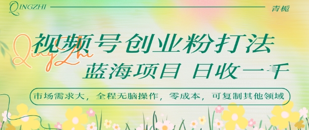 视频号创业粉打法，日入1k，蓝海项目，市场需求大，全程无脑操作，可复制-创新社-资源网-最新项目分享网站