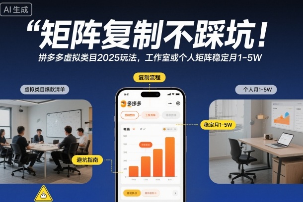 矩阵复制不踩坑！拼多多虚拟类目2025玩法，工作室或者个人矩阵稳定月1-5W【揭秘】-创新社-资源网-最新项目分享网站