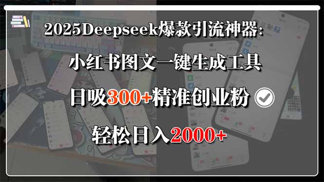 2025Deepseek爆款引流神器：小红书图文一键生成工具，日吸300+精准创业…-创新社-资源网-最新项目分享网站