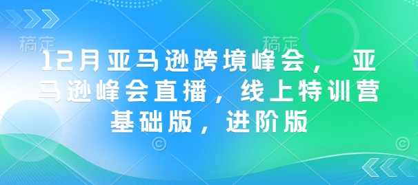 12月亚马逊跨境峰会， 亚马逊峰会直播，线上特训营基础版，进阶版-创新社-资源网-最新项目分享网站