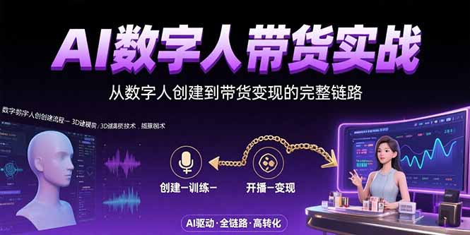 AI数字人+带货实战：从数字人创建到带货变现的完整链路-创新社-资源网-最新项目分享网站