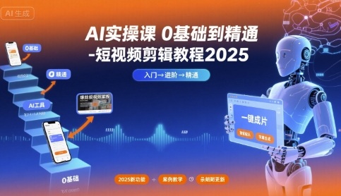 AI实操课0基础到精通-短视频剪辑教程2025-创新社-资源网-最新项目分享网站
