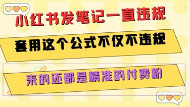 小红书发笔记一直违规，套用这个公式不仅不违规，来的还都是精准的付费粉-创新社-资源网-最新项目分享网站