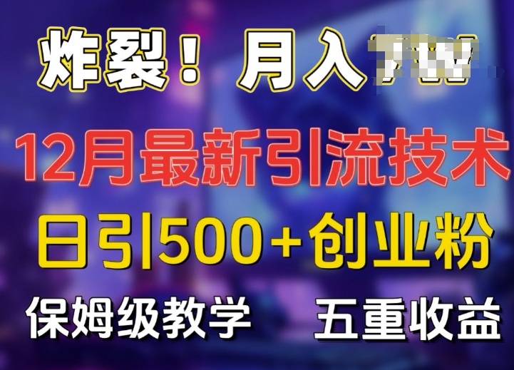 炸裂!揭秘12月最新日引流500+精准创业粉，多重收益保姆级教学-创新社-资源网-最新项目分享网站