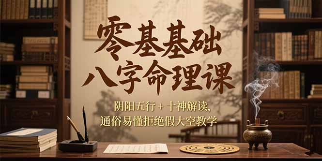 零基础八字命理课，阴阳五行+十神解读，通俗易懂拒绝假大空教学-创新社-资源网-最新项目分享网站