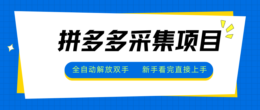 拼多多采集项目，全自动解放双手，单号日入30+-创新社-资源网-最新项目分享网站