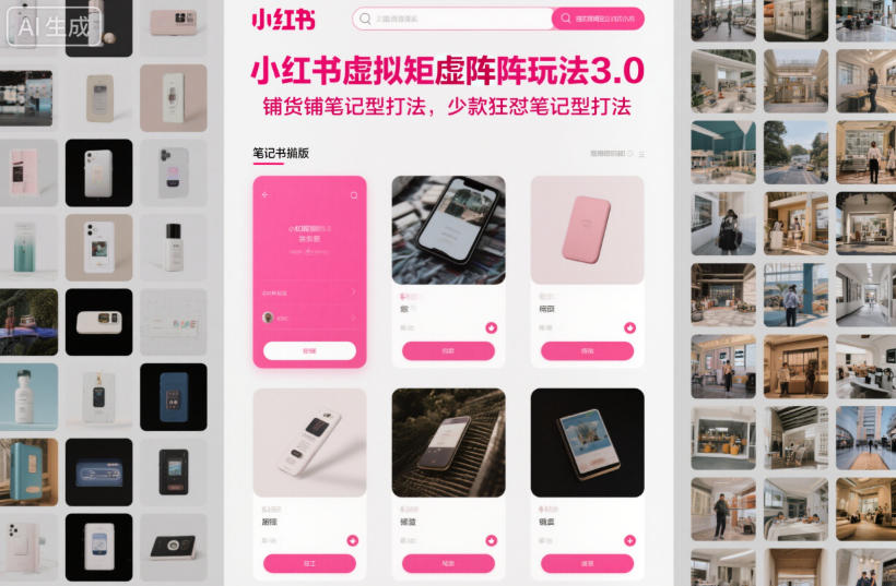 小红书虚拟矩阵玩法3.0,铺货铺笔记型打法,少款狂怼笔记型打法-创新社-资源网-最新项目分享网站