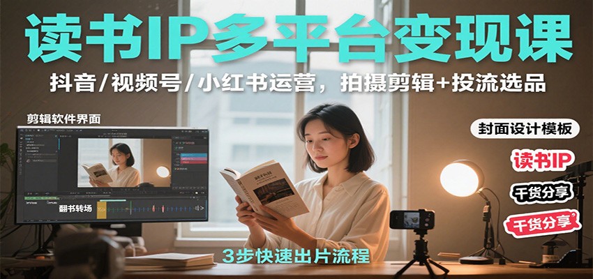 读书IP多平台变现课:抖音/视频号/小红书运营,拍摄剪辑+投流选品-创新社-资源网-最新项目分享网站