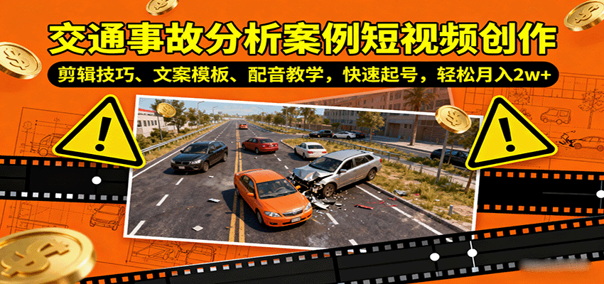 图片[1]-交通事故分析案例短视频创作，剪辑技巧、文案模板、配音教学，快速起号，轻松月入2w+-创新社-资源网-最新项目分享网站
