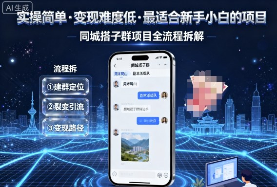 实操简单，变现难度低，最适合新手小白做的项目，每天轻松收入3张，同城搭子群项目全流程拆解-创新社-资源网-最新项目分享网站