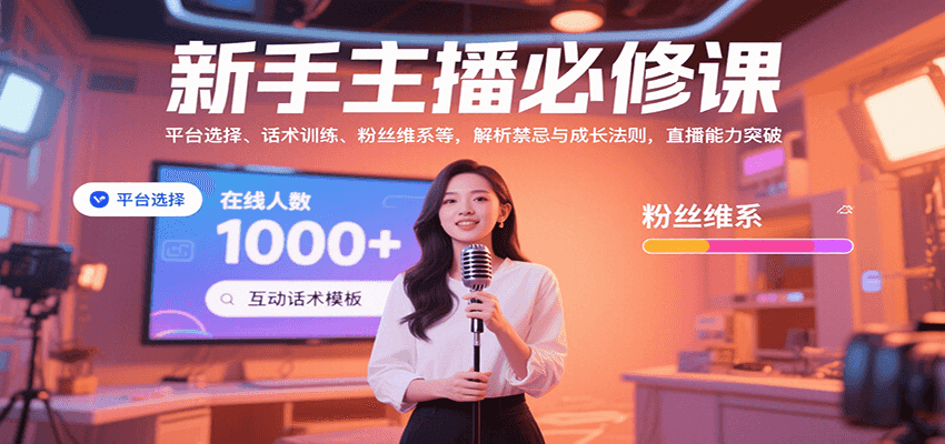 新手主播必修课：平台选择、话术训练、粉丝维系等，解析禁忌与成长法则，突破直播能力-创新社-资源网-最新项目分享网站