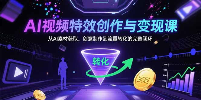AI视频特效创作与变现课：从AI素材获取、创意制作到流量转化的完整闭环-创新社-资源网-最新项目分享网站