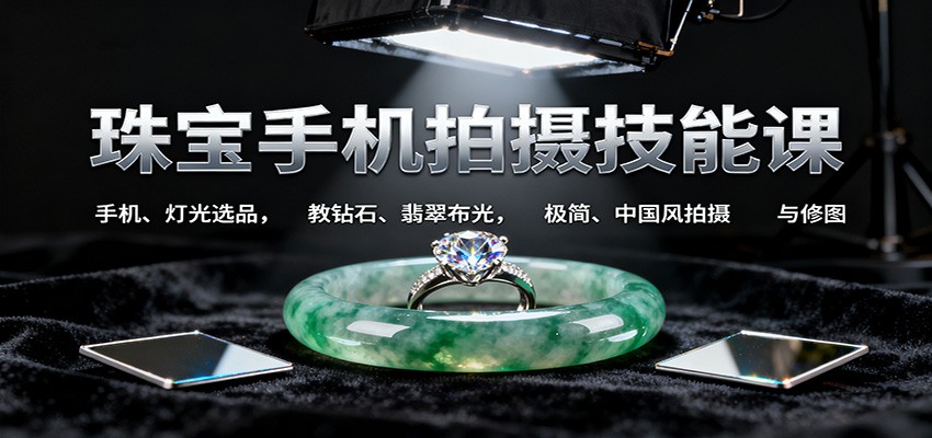 珠宝手机拍摄技能课:手机、 灯光选品,教钻石、翡翠布光,极简、中国风拍摄与修图-创新社-资源网-最新项目分享网站