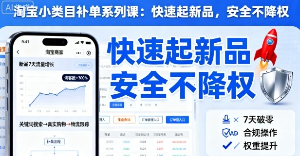 淘宝小类目补单系列课,快速起新品,安全不降权-创新社-资源网-最新项目分享网站