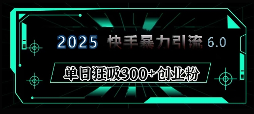 2025年快手6.0保姆级教程震撼来袭，单日狂吸300+精准创业粉-创新社-资源网-最新项目分享网站