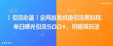 【引流必备】全网首发咸鱼引流黑科技，单日曝光引流500+，附矩阵玩法【揭秘】-创新社-资源网-最新项目分享网站