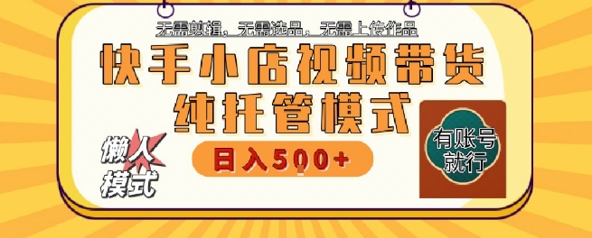 快手小店托管代运营，无需剪辑，无需选品，无需上传作品，全程无需操作，轻松月入5k+【揭秘】-创新社-资源网-最新项目分享网站