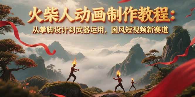 图片[1]-火柴人动画制作教程：从拳脚设计到武器运用，国风短视频新赛道-创新社-资源网-最新项目分享网站