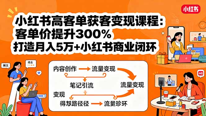 小红书高客单获客变现课程：客单价提升300%，打造月入10万+小红书商业闭环-创新社-资源网-最新项目分享网站