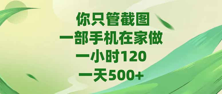 你只管截图，一部手机在家做，一小时120，-天500+-创新社-资源网-最新项目分享网站