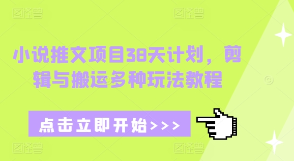 小说推文项目38天计划，剪辑与搬运多种玩法教程-创新社-资源网-最新项目分享网站