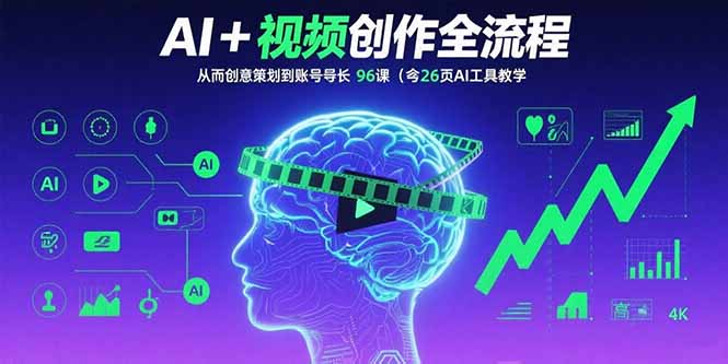 AI+短视频创作全流程：从创意策划到账号增长，96节课(含26项AI工具教学-创新社-资源网-最新项目分享网站