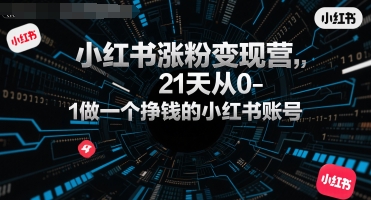 小红书涨粉变现营，21天从0-1做一个挣钱的小红书账号-创新社-资源网-最新项目分享网站