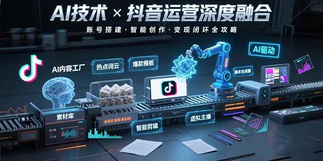 AI技术与抖音运营的深度融合应用：涵盖账号搭建、内容创作、收益变现等-创新社-资源网-最新项目分享网站