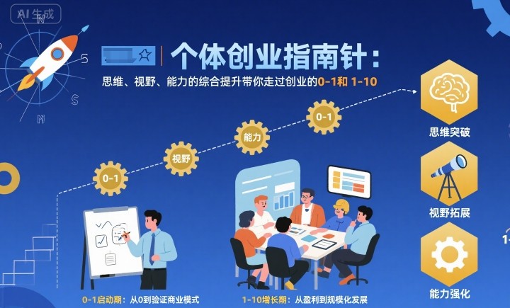 个体创业指南针,思维、视野、能力的综合提升带你走过创业的0-1和1-10【音频】-创新社-资源网-最新项目分享网站