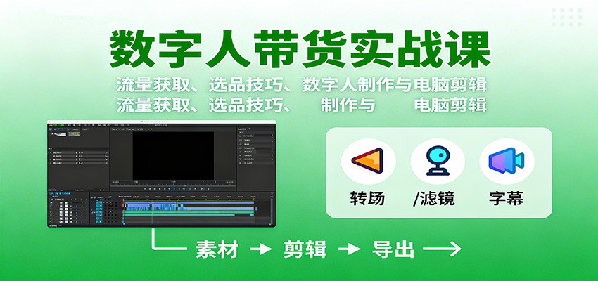数字人变现实战课:流量获取、选品技巧、数字人制作与电脑剪辑-创新社-资源网-最新项目分享网站