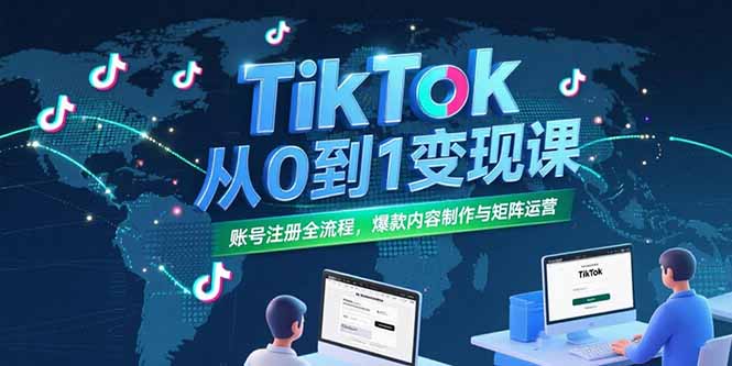 TikTok从0到1变现课，账号注册全流程，爆款内容制作与矩阵运营-创新社-资源网-最新项目分享网站