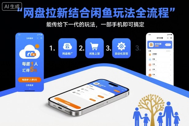 网盘拉新结合闲鱼玩法全流程，能传给下一代的玩法，一部手机即可搞定(附入口渠道以及实操教程)-创新社-资源网-最新项目分享网站
