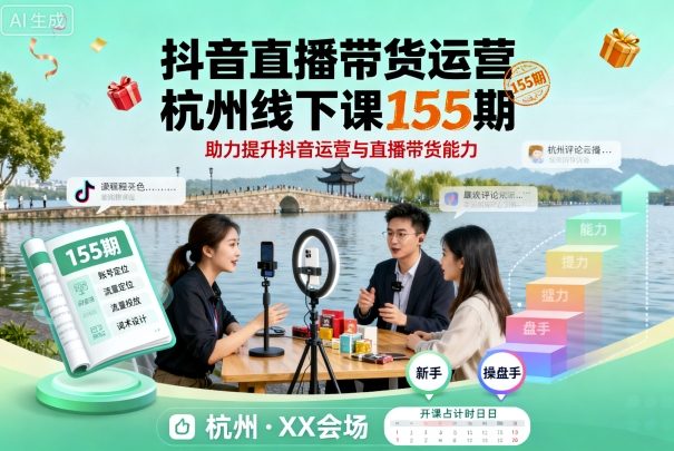 抖音直播带货运营杭州线下课155期，助力提升抖音运营与直播带货能力-创新社-资源网-最新项目分享网站