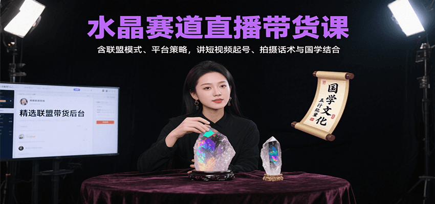 水晶赛道直播带货课：含联盟模式、平台策略，讲短视频起号、拍摄话术与国学结合-创新社-资源网-最新项目分享网站