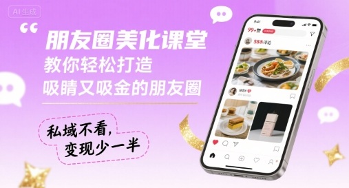 朋友圈美化课堂，教你轻松打造，吸睛又吸金的朋友圈，私域不看，变现少一半-创新社-资源网-最新项目分享网站